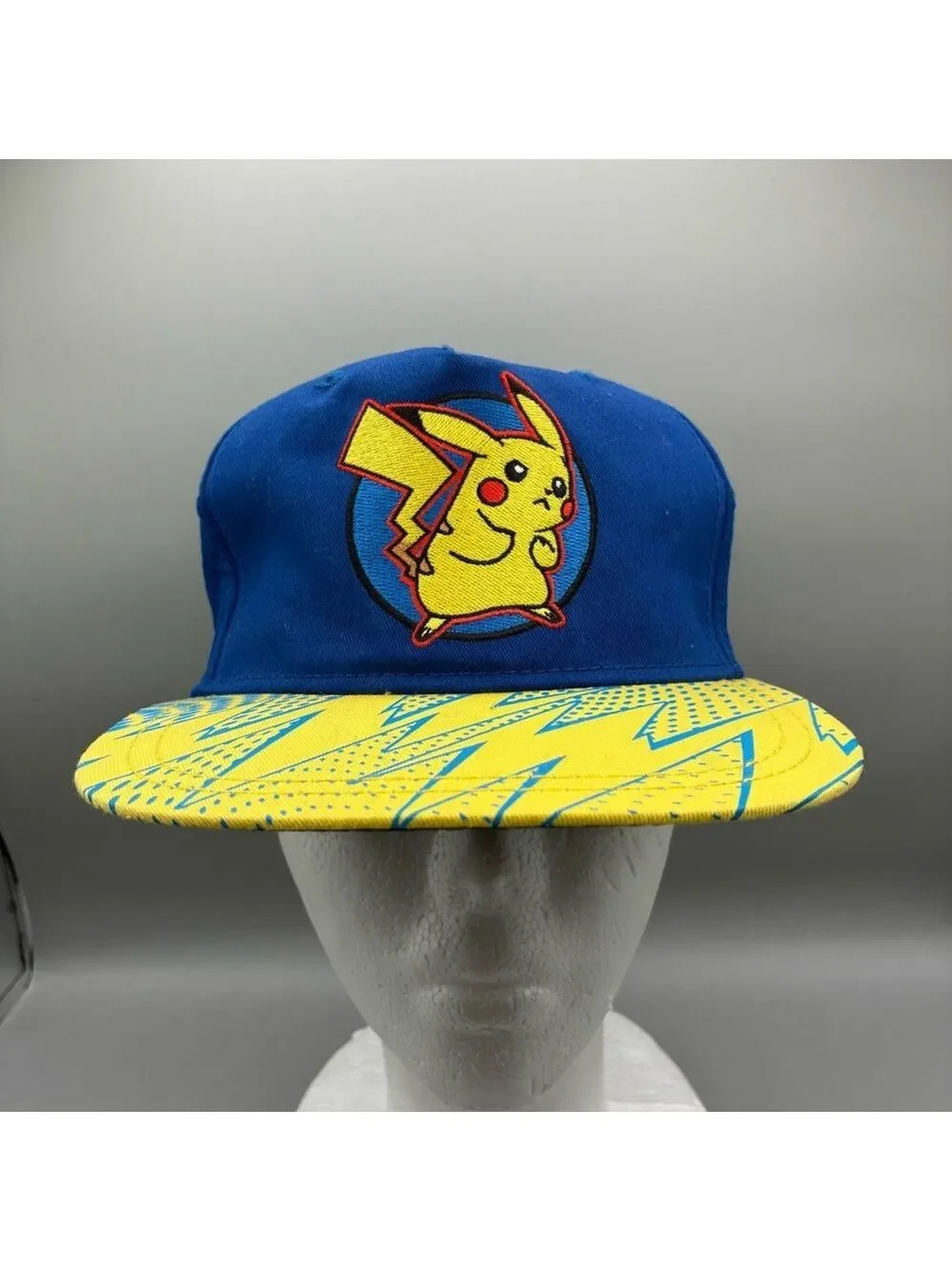 Pokemon 2016 Pikachu Snapback Youth OSFM Blue Yellow Embroidered Cap Hat